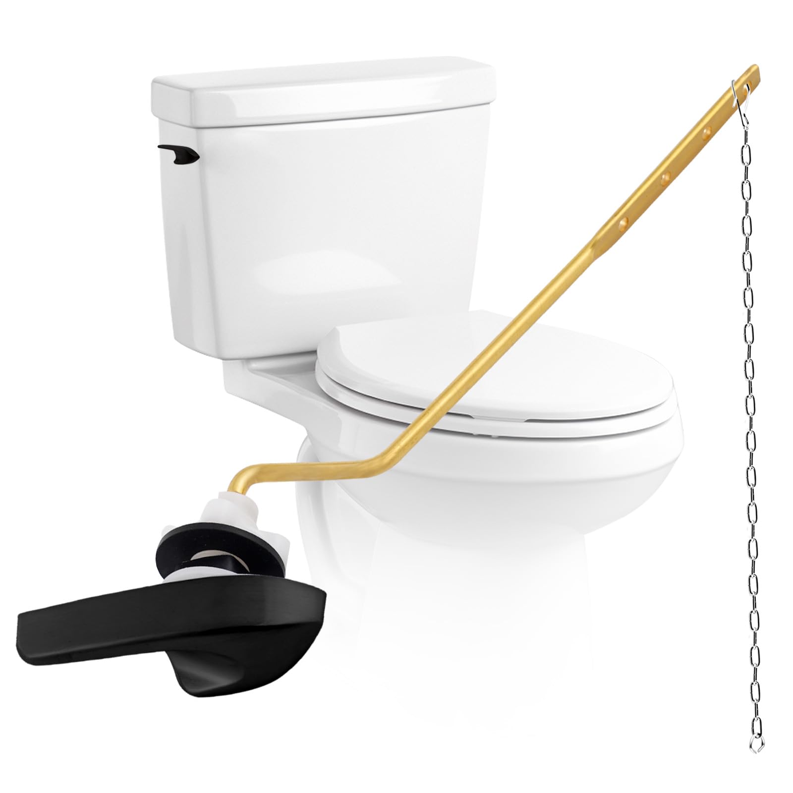 Universal Black Metal Toilet Handle Replacement Kit, Side/Angle